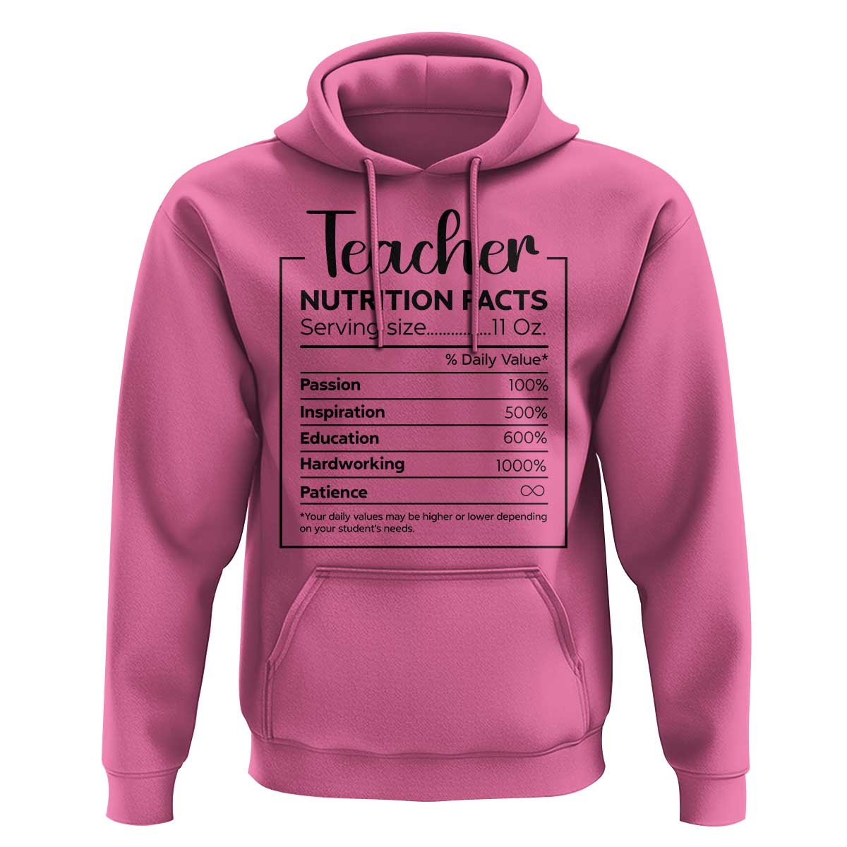 Funny Teacher Hoodie Nutrition Facts Back To School - Wonder Print Shop