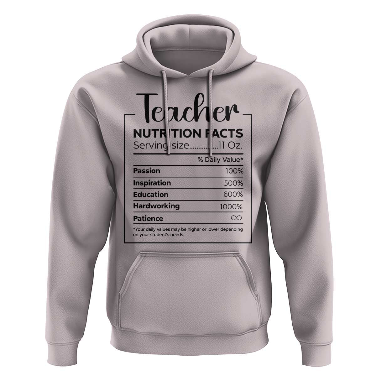Funny Teacher Hoodie Nutrition Facts Back To School - Wonder Print Shop