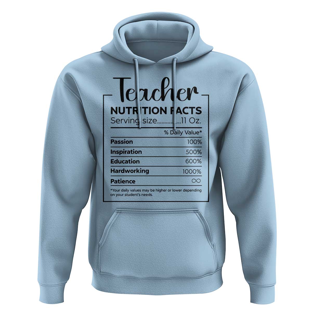 Funny Teacher Hoodie Nutrition Facts Back To School - Wonder Print Shop