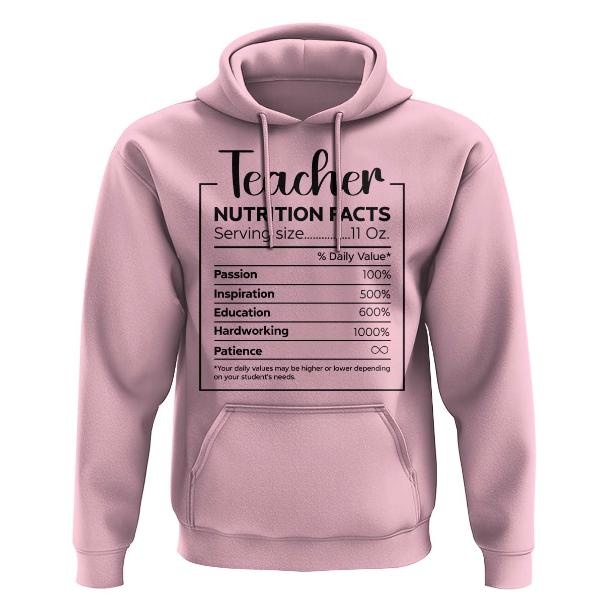Funny Teacher Hoodie Nutrition Facts Back To School - Wonder Print Shop