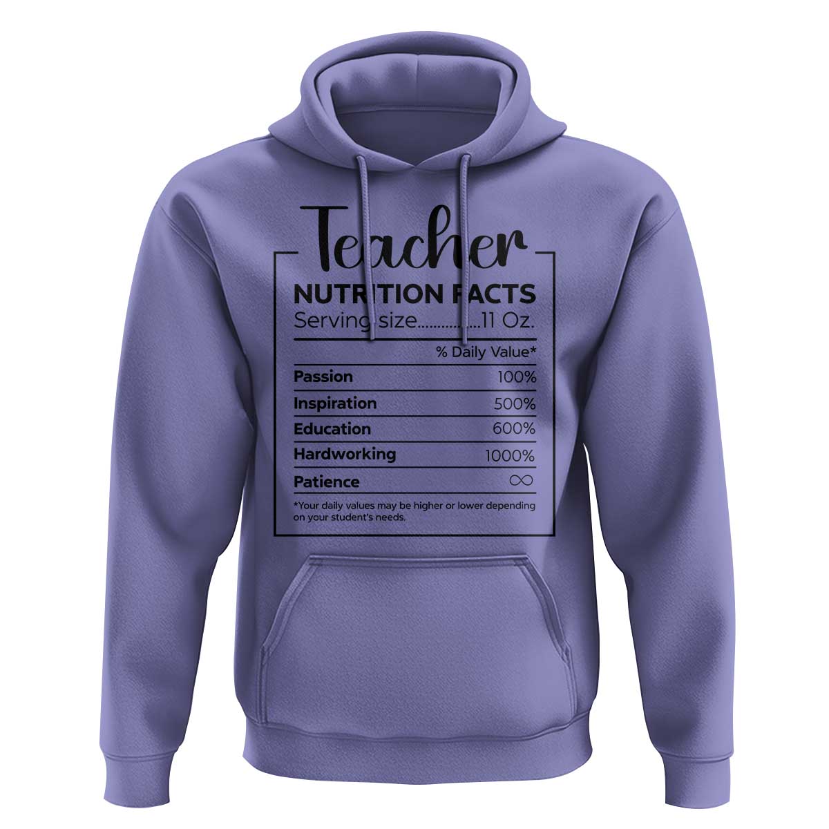 Funny Teacher Hoodie Nutrition Facts Back To School - Wonder Print Shop