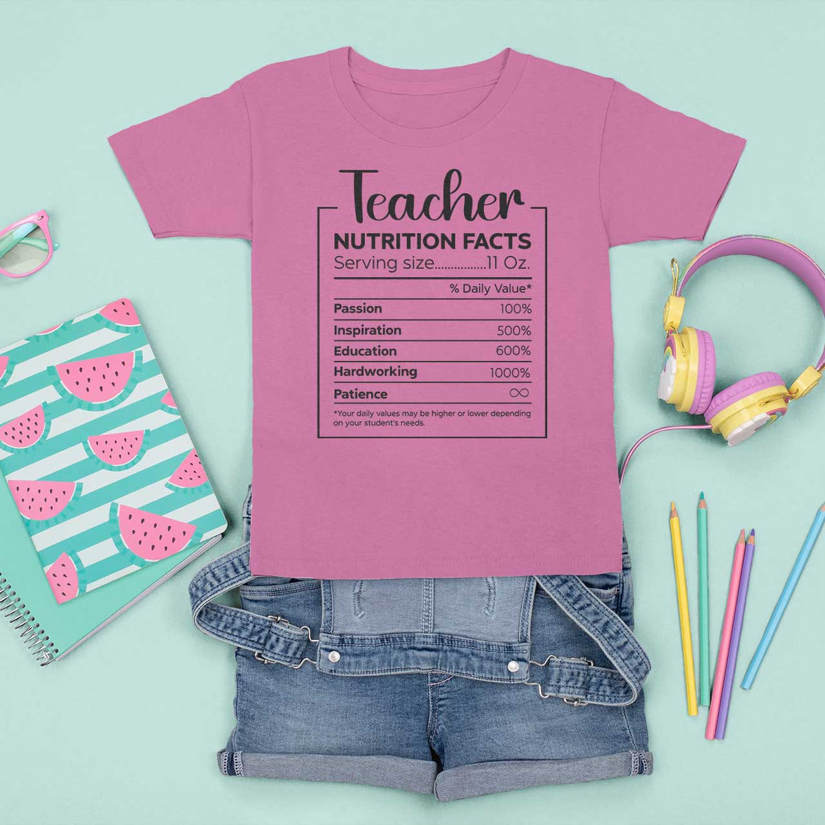 Funny Teacher T Shirt For Kid Nutrition Facts Back To School - Wonder Print Shop