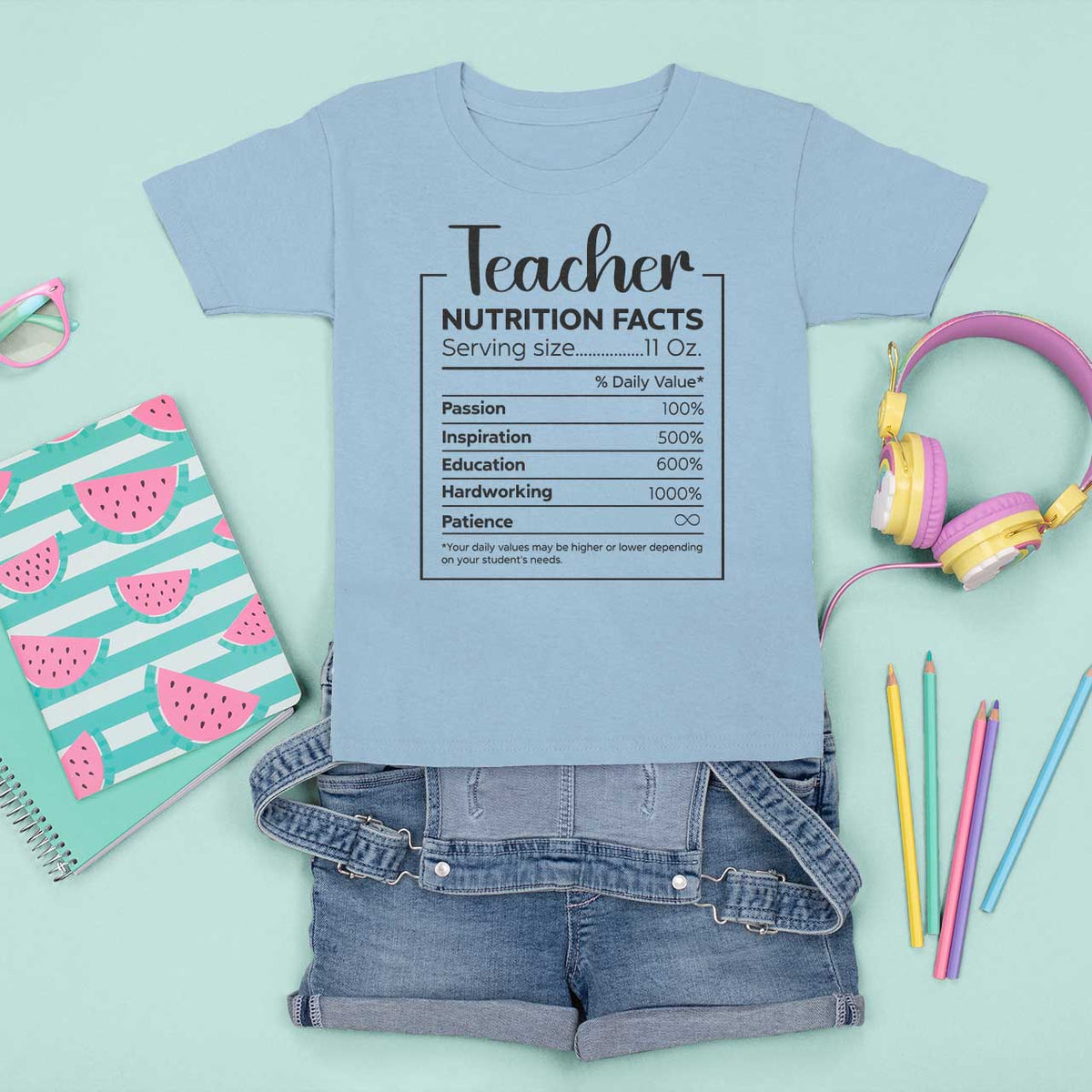 Funny Teacher T Shirt For Kid Nutrition Facts Back To School - Wonder Print Shop