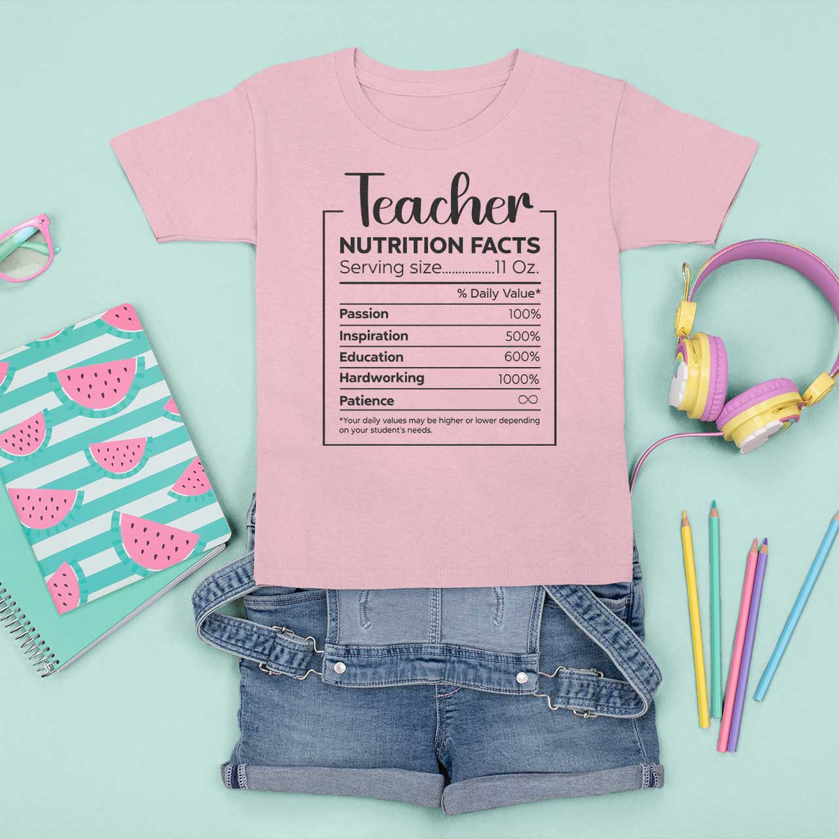 Funny Teacher T Shirt For Kid Nutrition Facts Back To School - Wonder Print Shop