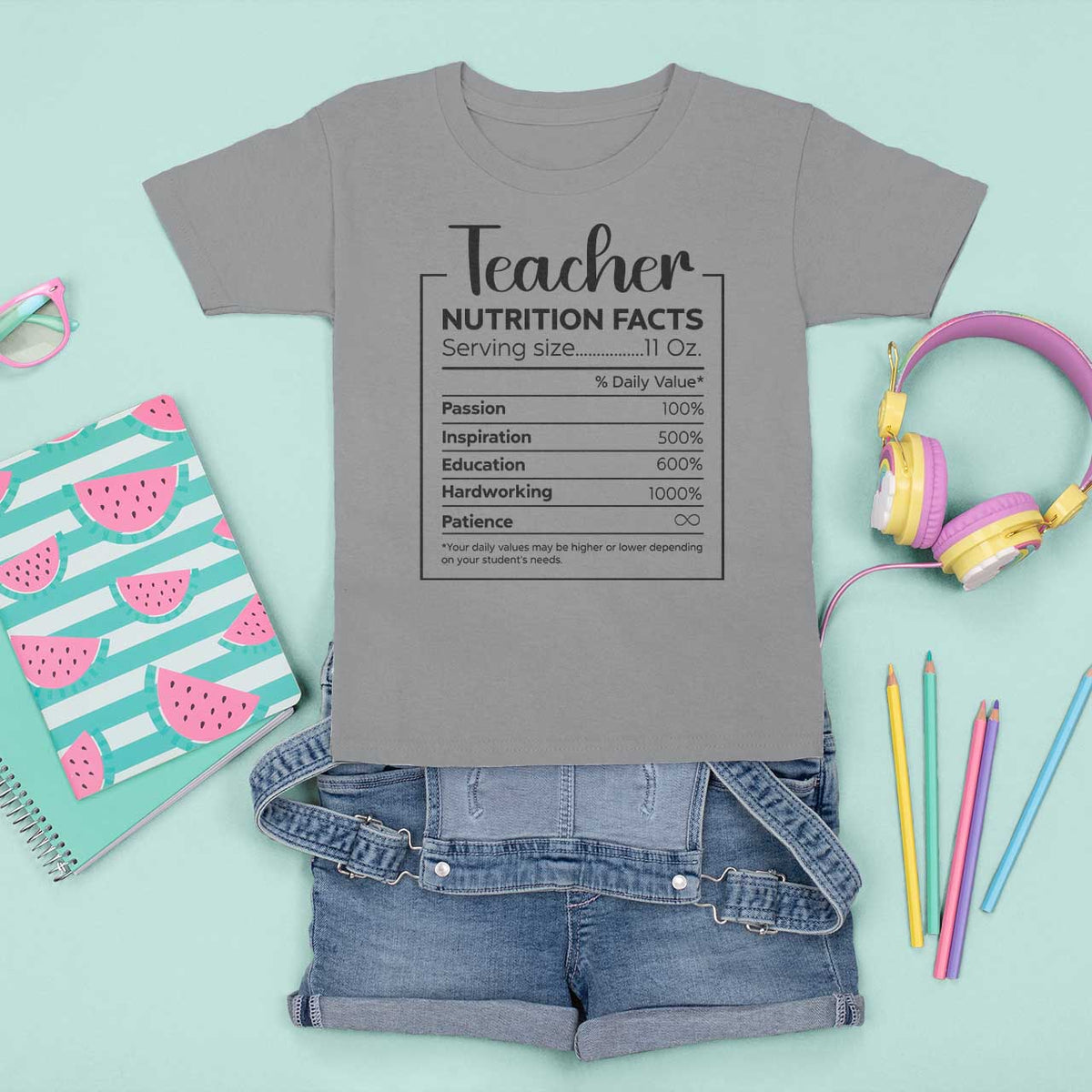 Funny Teacher T Shirt For Kid Nutrition Facts Back To School - Wonder Print Shop
