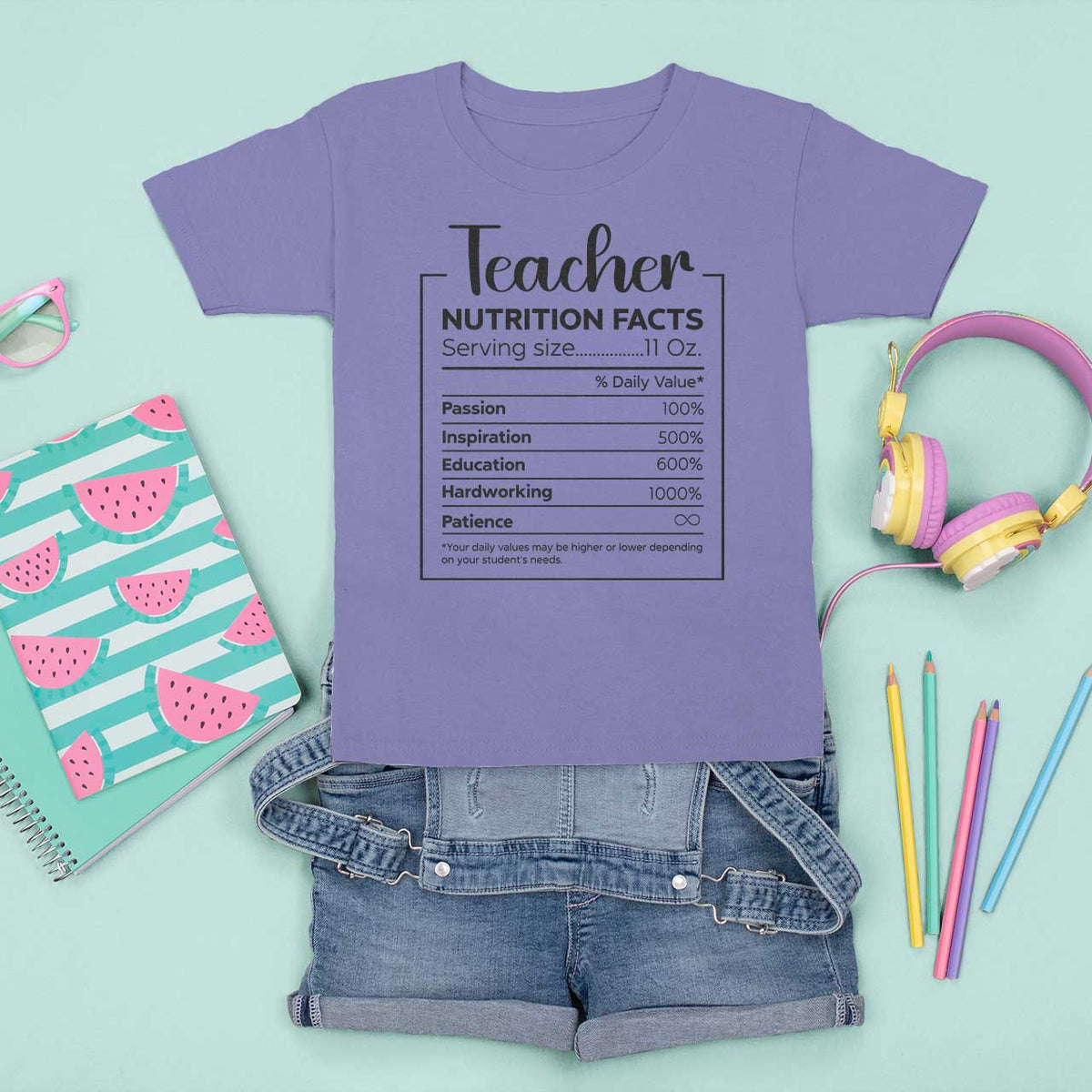 Funny Teacher T Shirt For Kid Nutrition Facts Back To School - Wonder Print Shop