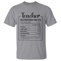 Funny Teacher T Shirt Nutrition Facts Back To School - Wonder Print Shop
