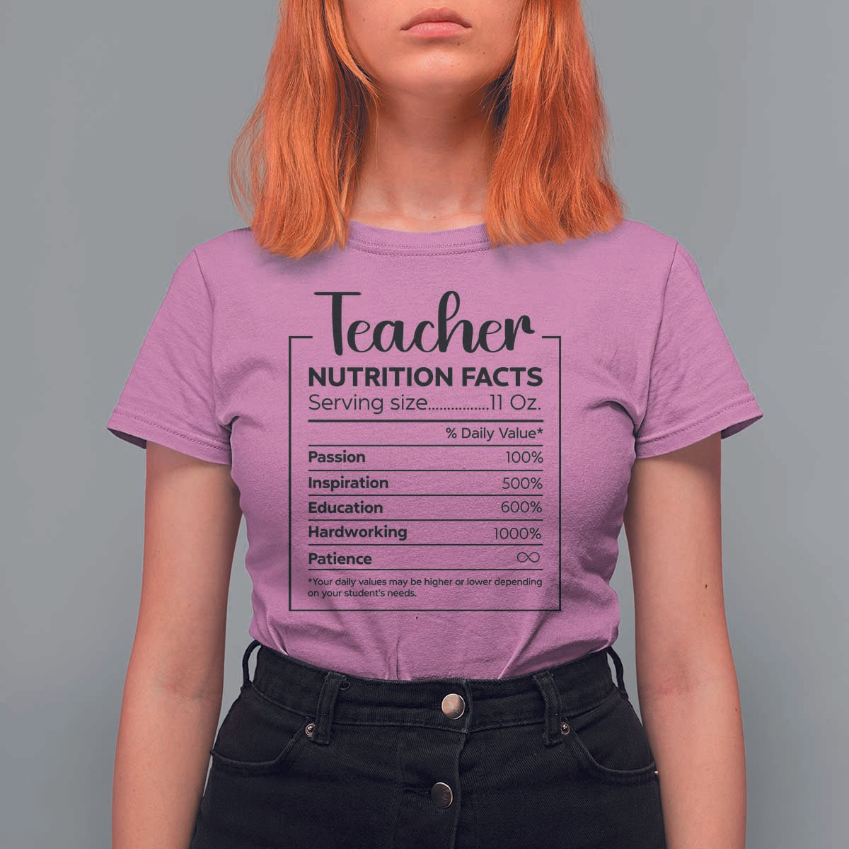 Funny Teacher T Shirt For Women Nutrition Facts Back To School - Wonder Print Shop