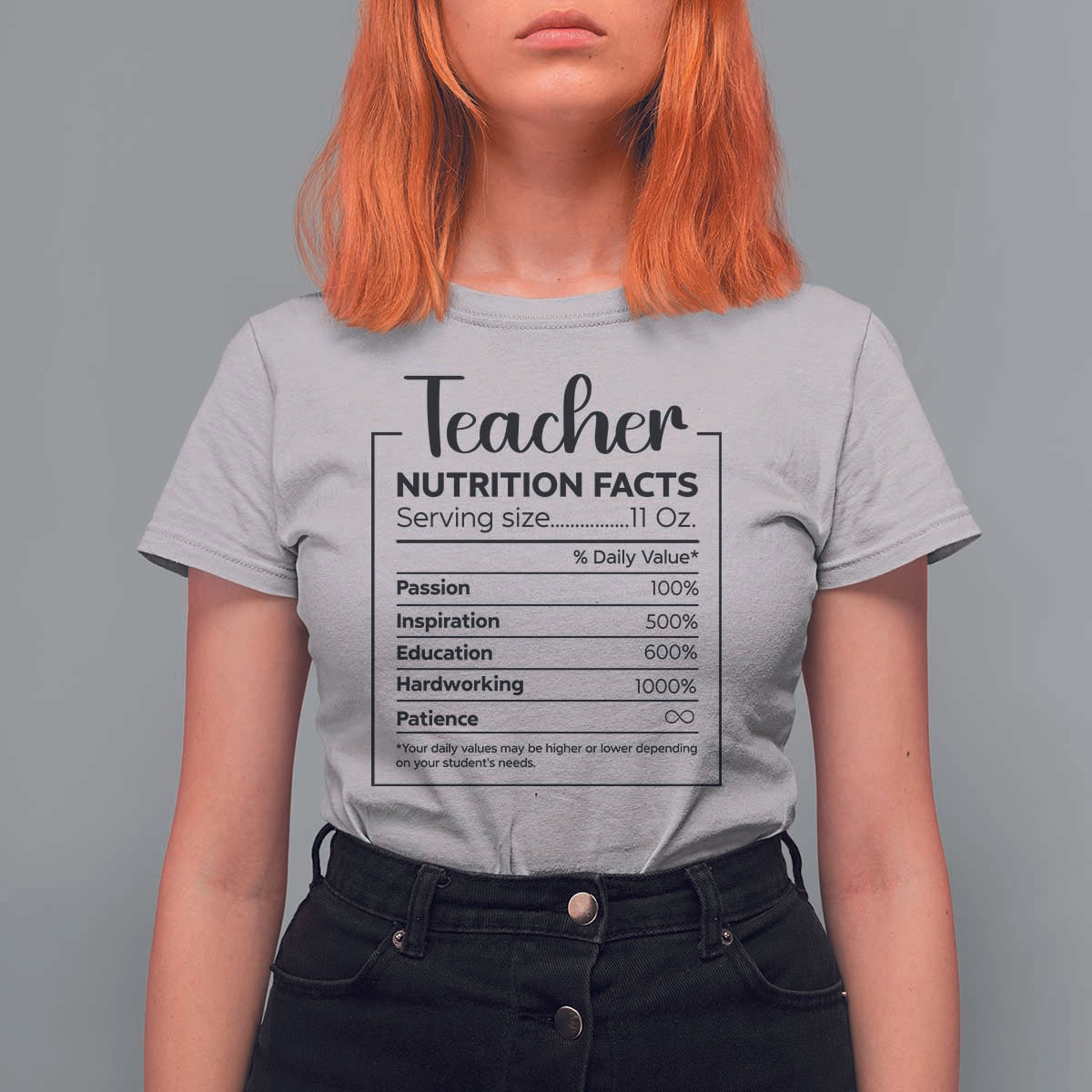 Funny Teacher T Shirt For Women Nutrition Facts Back To School - Wonder Print Shop