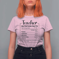 Funny Teacher T Shirt For Women Nutrition Facts Back To School - Wonder Print Shop