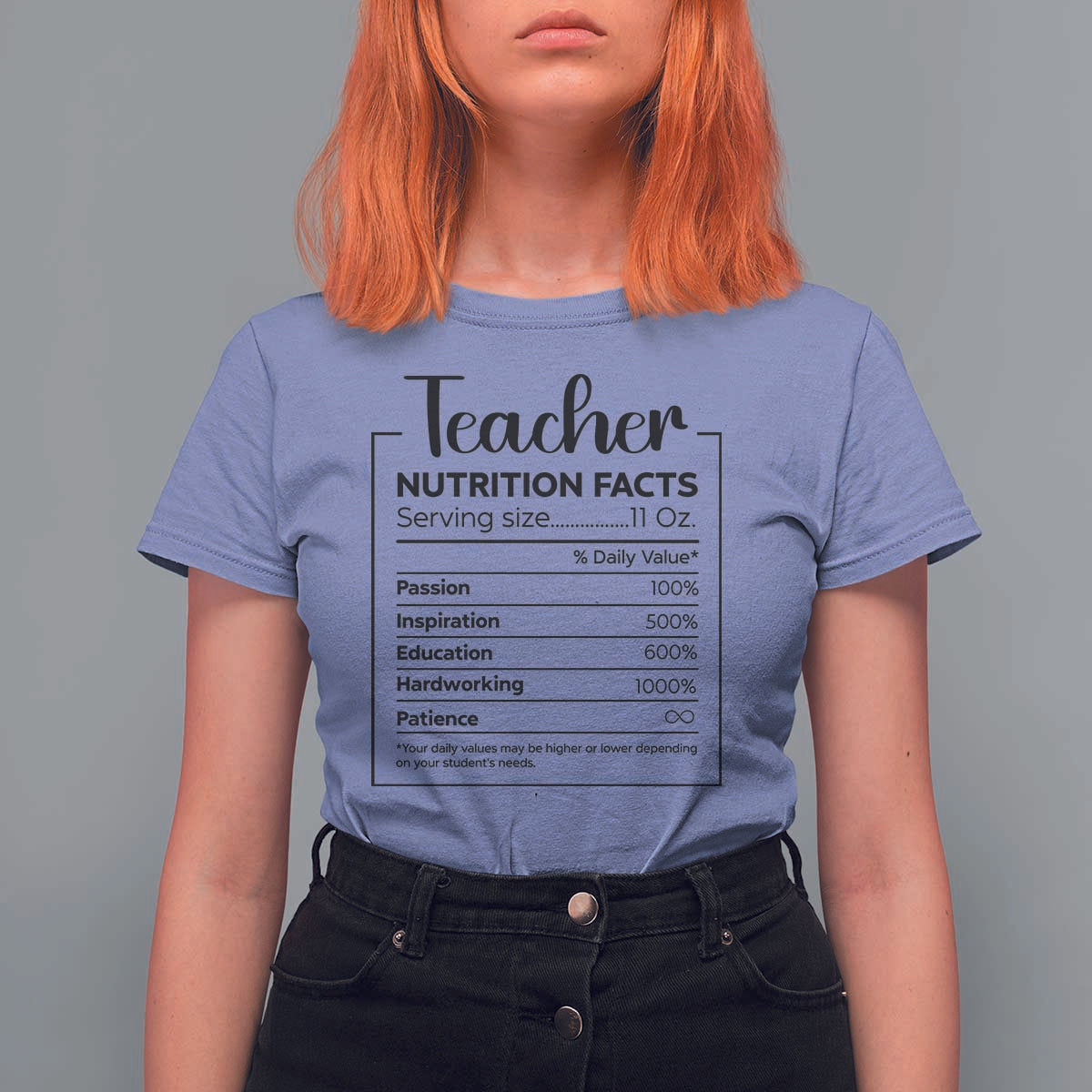 Funny Teacher T Shirt For Women Nutrition Facts Back To School - Wonder Print Shop