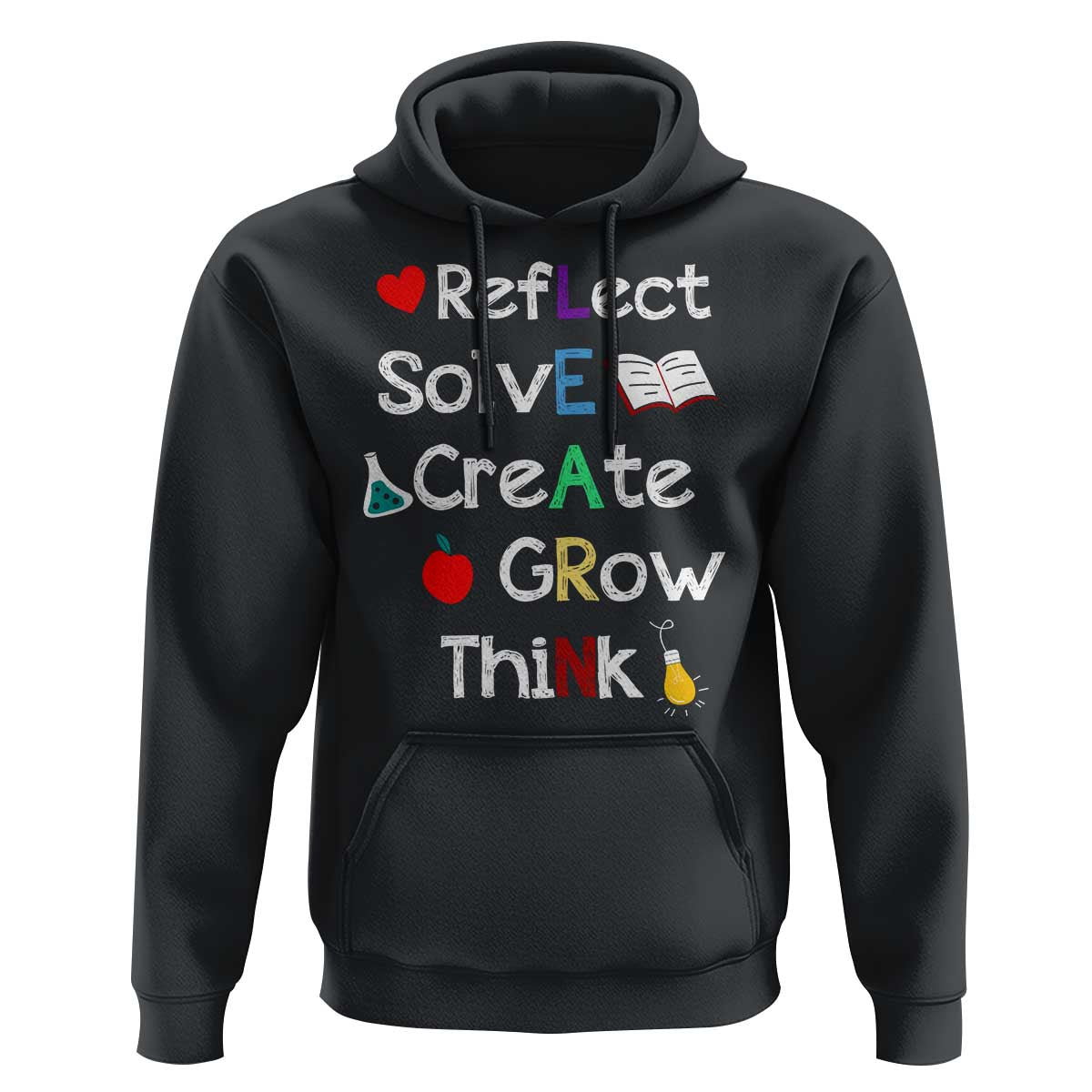 Back To School Hoodie Learn Motivation Quote Apple Book - Wonder Print Shop