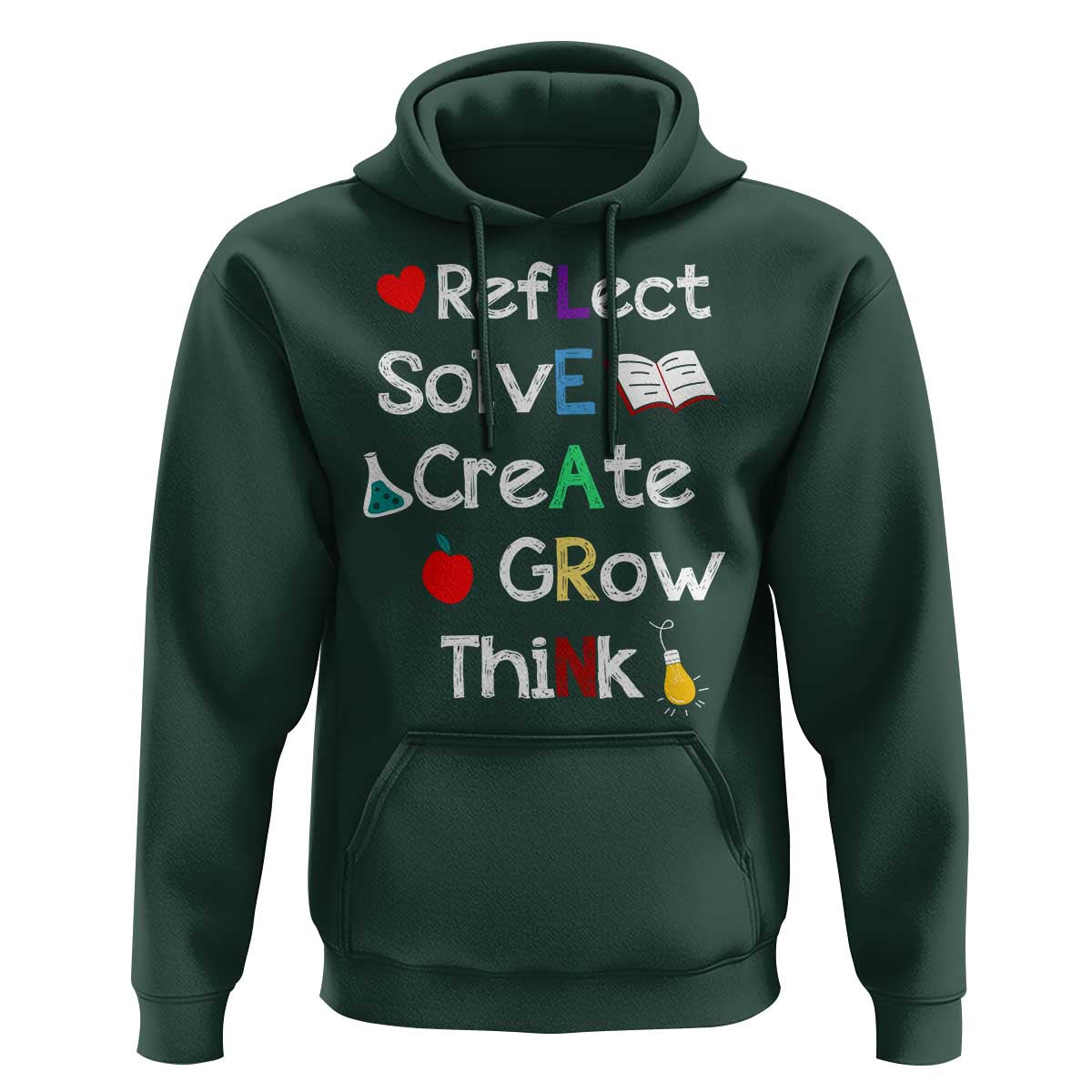 Back To School Hoodie Learn Motivation Quote Apple Book - Wonder Print Shop