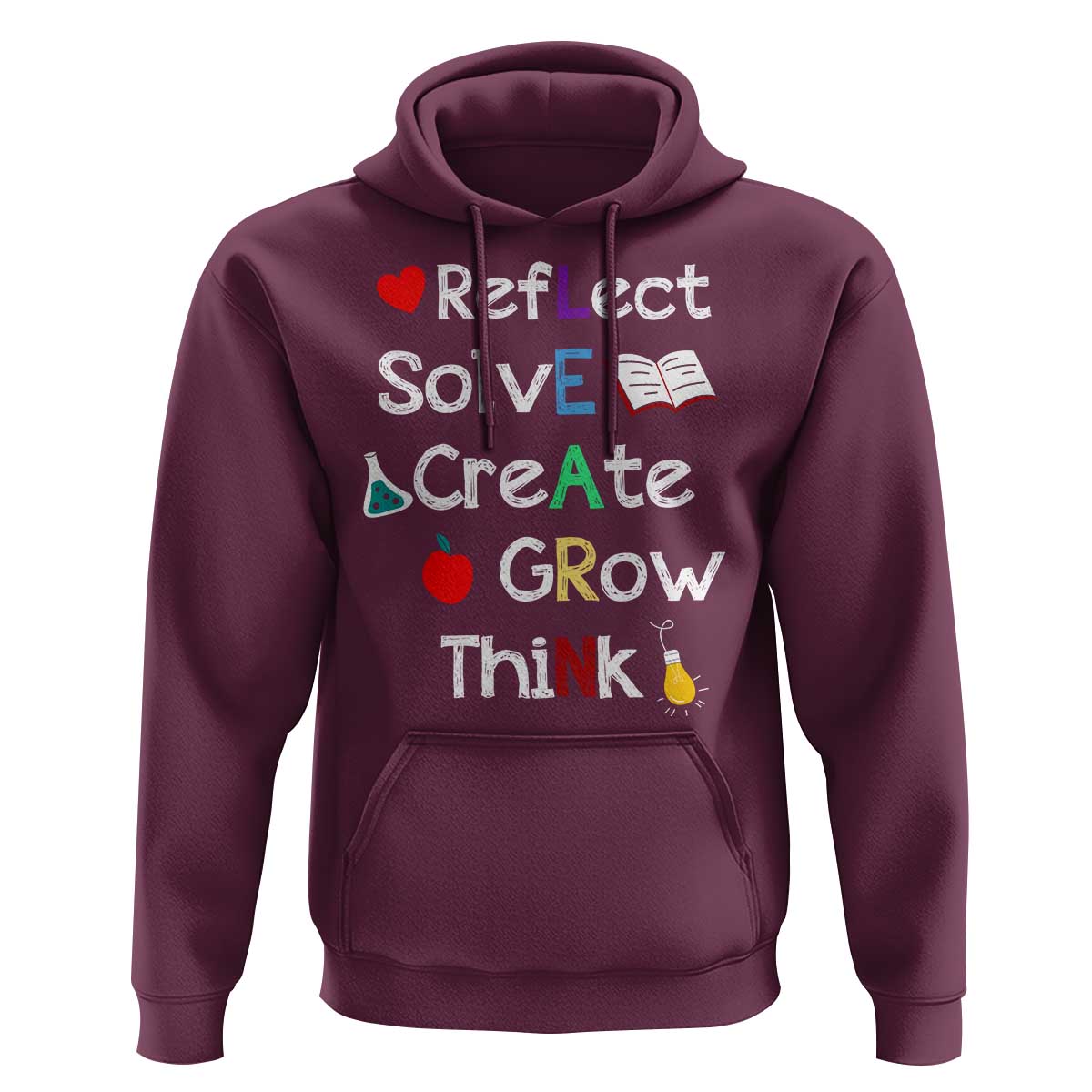 Back To School Hoodie Learn Motivation Quote Apple Book - Wonder Print Shop