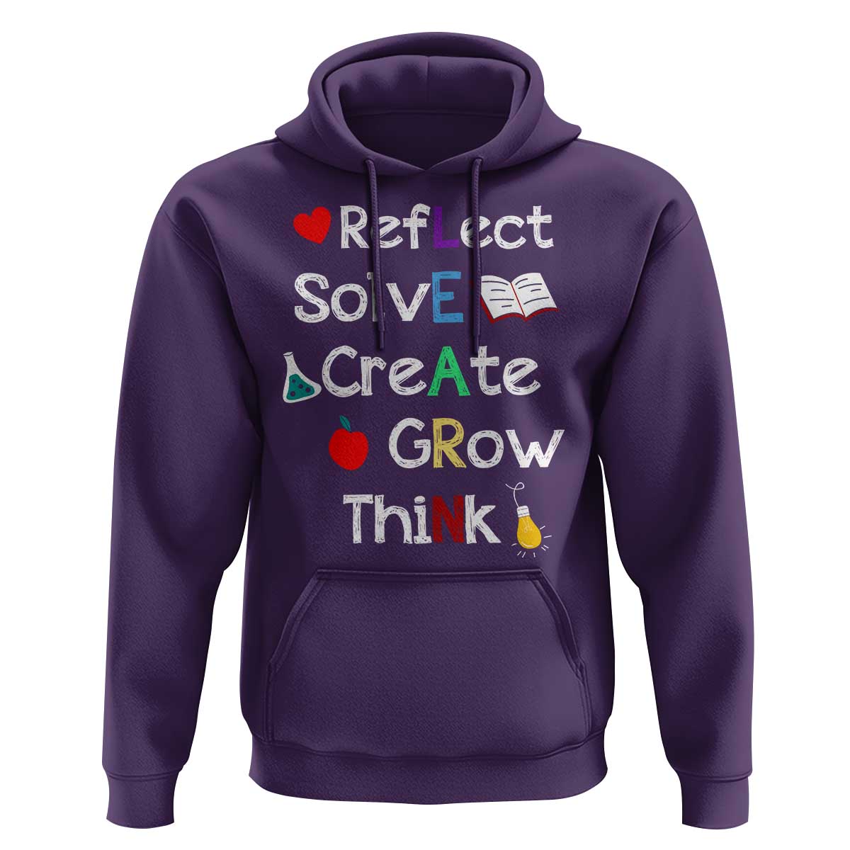 Back To School Hoodie Learn Motivation Quote Apple Book - Wonder Print Shop