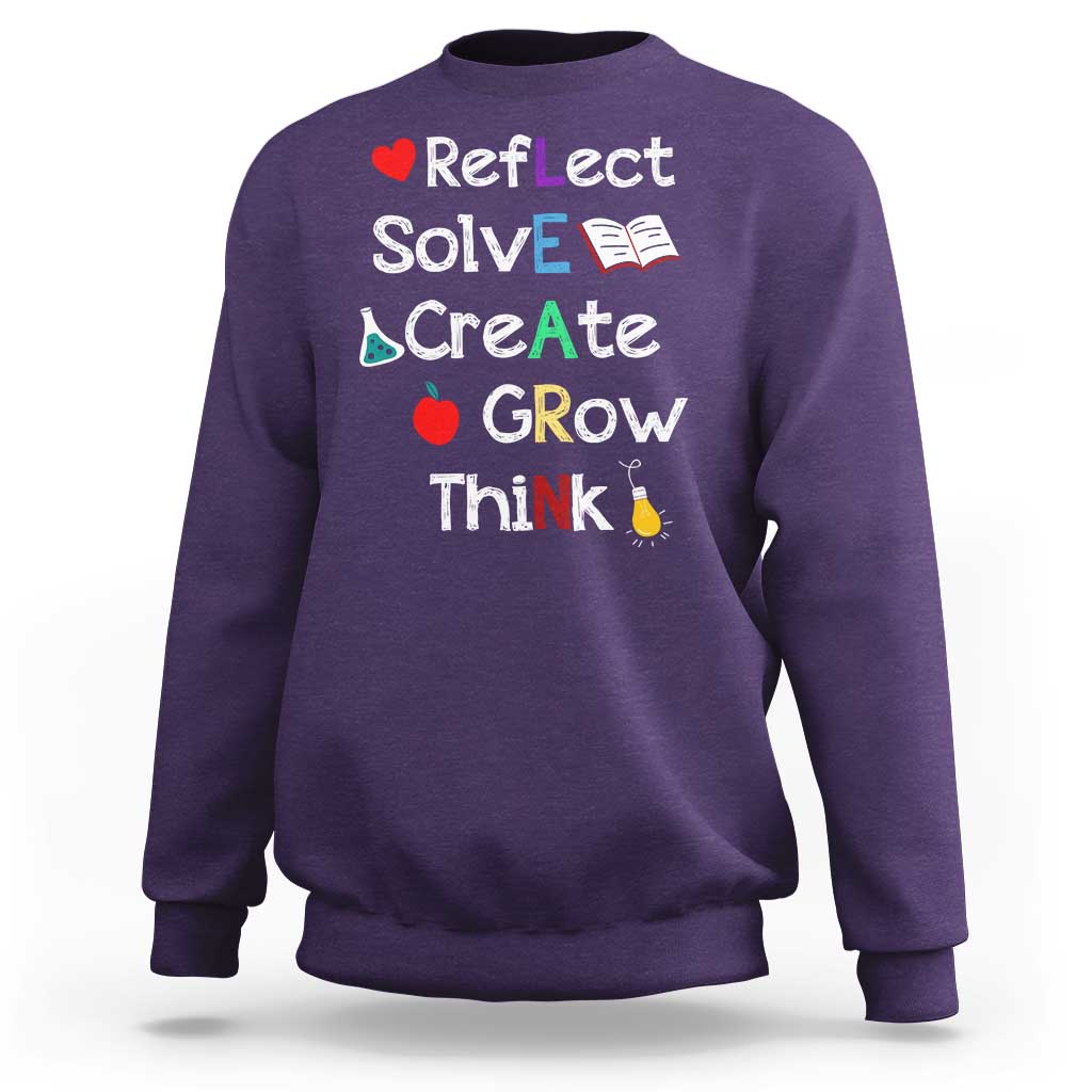 Back To School Sweatshirt Learn Motivation Quote Apple Book - Wonder Print Shop