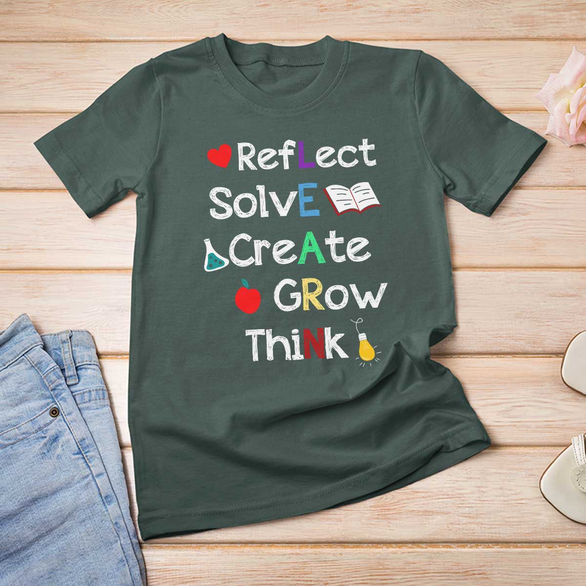 Back To School T Shirt For Women Learn Motivation Quote Apple Book - Wonder Print Shop