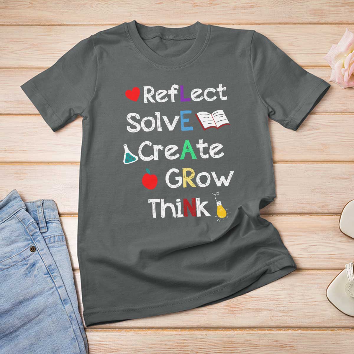 Back To School T Shirt For Women Learn Motivation Quote Apple Book - Wonder Print Shop