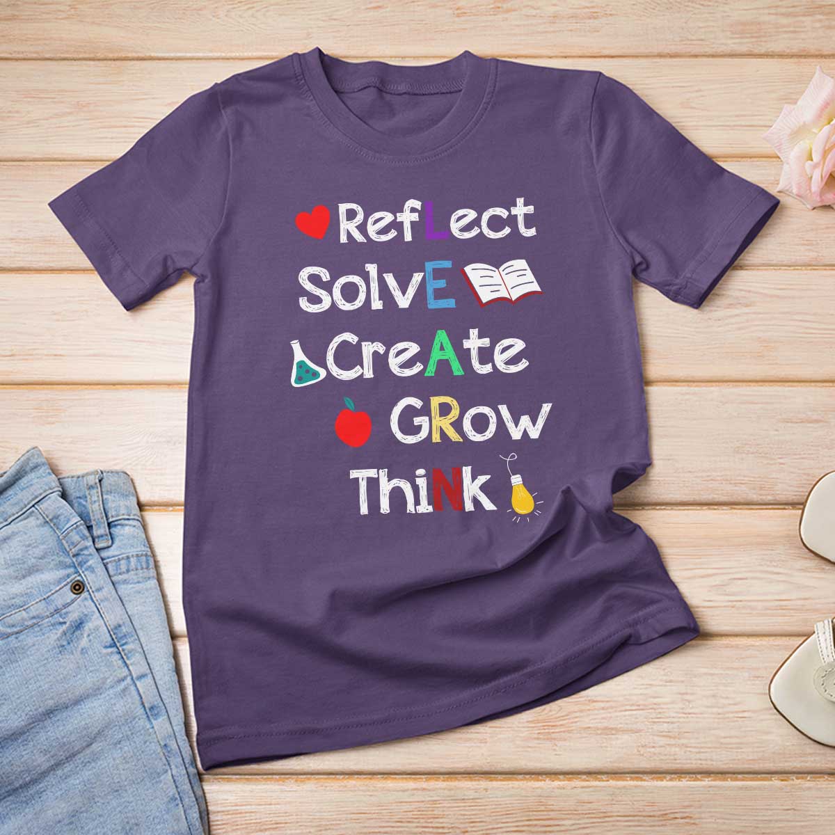 Back To School T Shirt For Women Learn Motivation Quote Apple Book - Wonder Print Shop