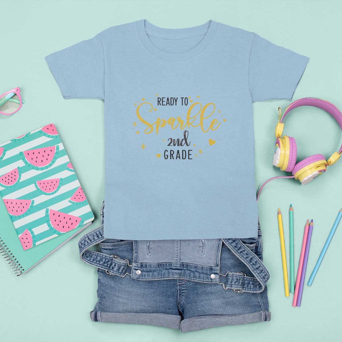Back To School T Shirt For Kid Ready To Sparkle 2nd Grade Star Heart - Wonder Print Shop
