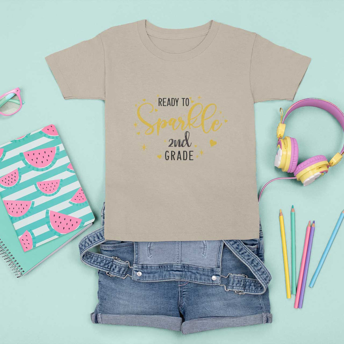 Back To School T Shirt For Kid Ready To Sparkle 2nd Grade Star Heart - Wonder Print Shop