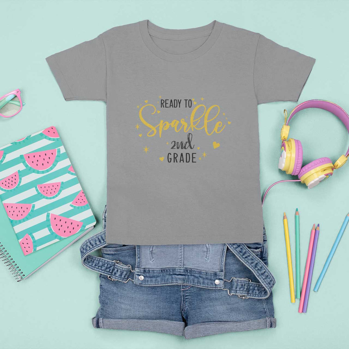 Back To School T Shirt For Kid Ready To Sparkle 2nd Grade Star Heart - Wonder Print Shop