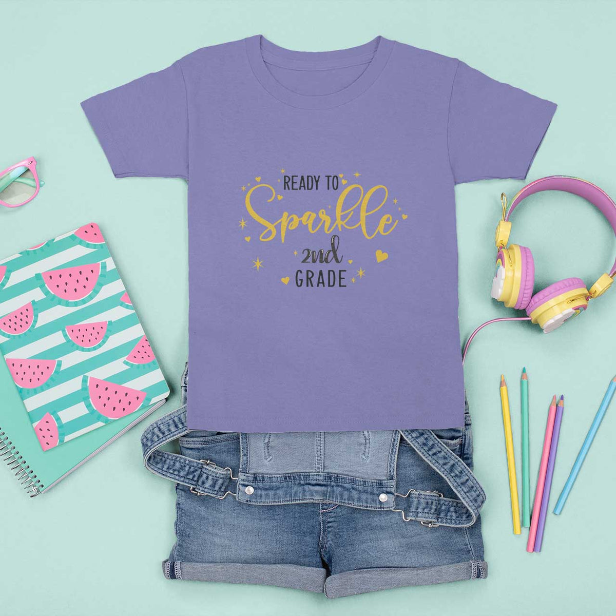 Back To School T Shirt For Kid Ready To Sparkle 2nd Grade Star Heart - Wonder Print Shop