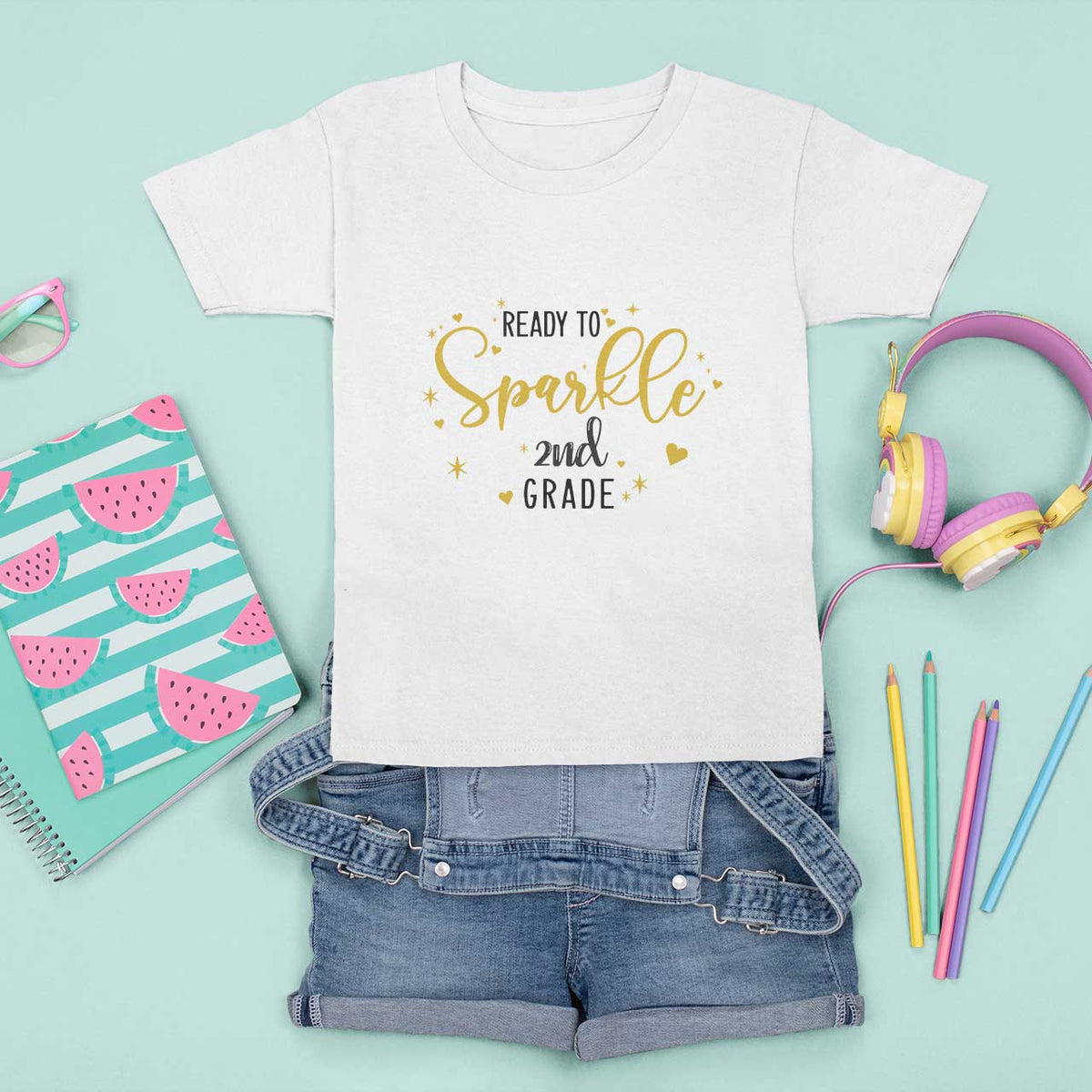 Back To School T Shirt For Kid Ready To Sparkle 2nd Grade Star Heart - Wonder Print Shop