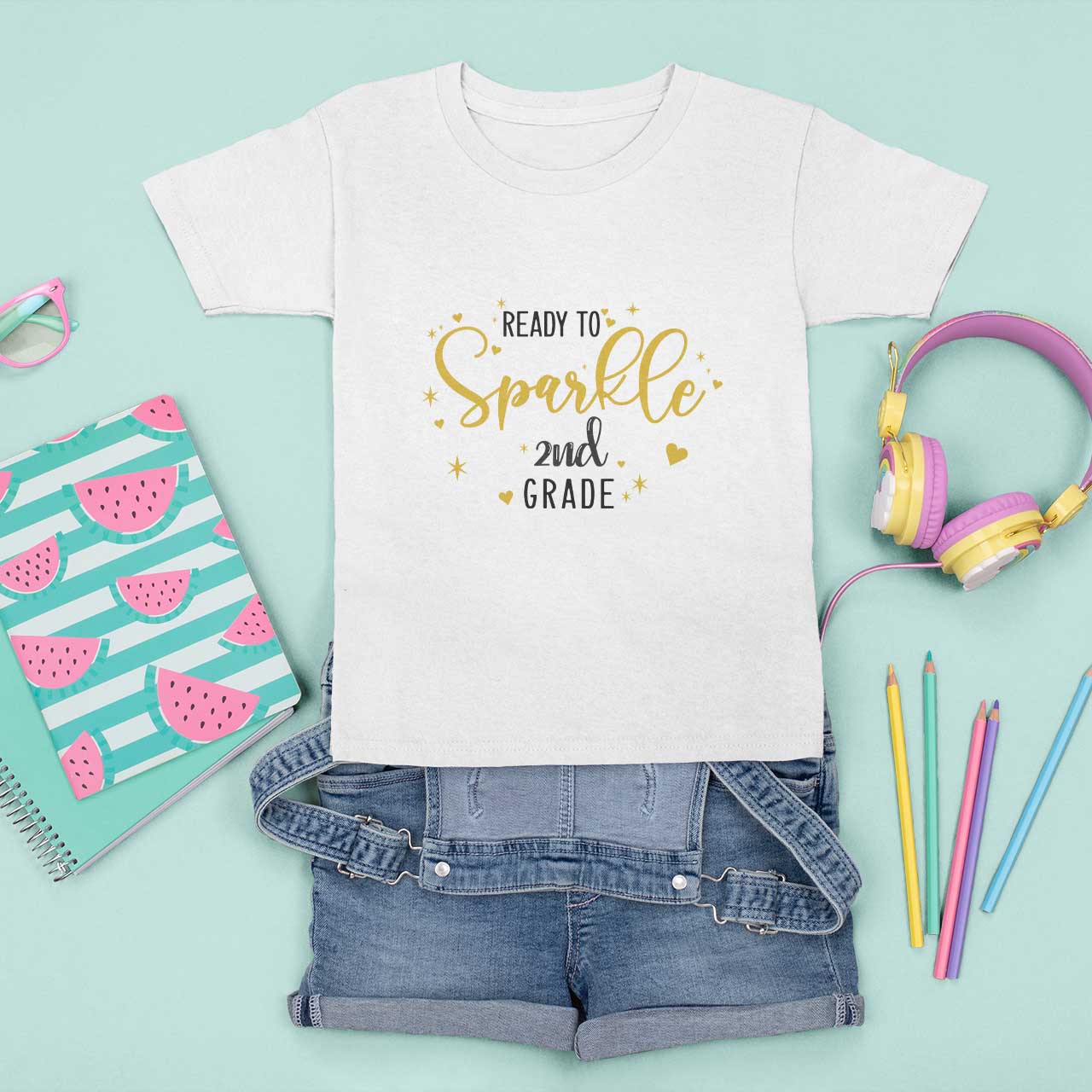 Back To School T Shirt For Kid Ready To Sparkle 2nd Grade Star Heart - Wonder Print Shop