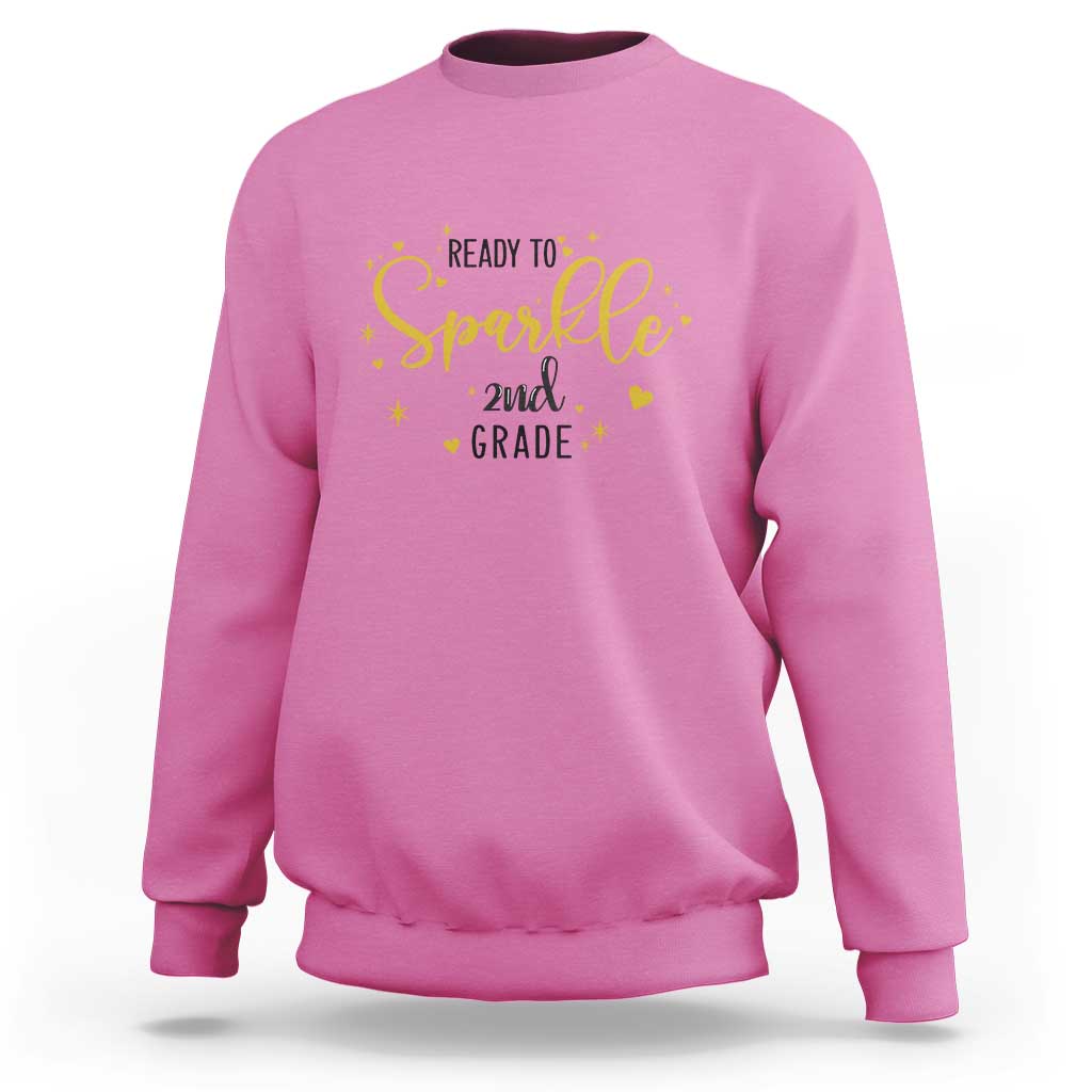 Back To School Sweatshirt Ready To Sparkle 2nd Grade Star Heart - Wonder Print Shop