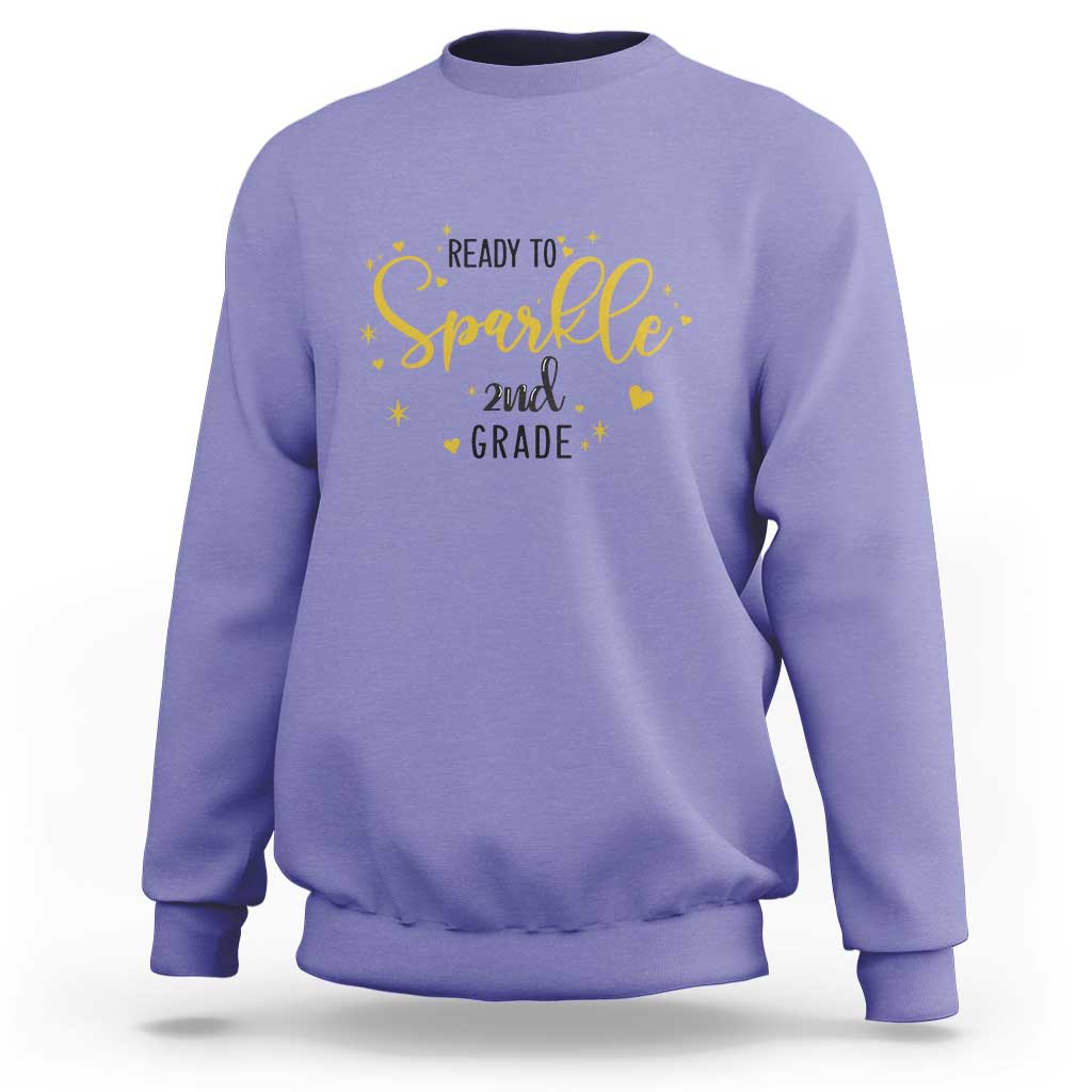 Back To School Sweatshirt Ready To Sparkle 2nd Grade Star Heart - Wonder Print Shop