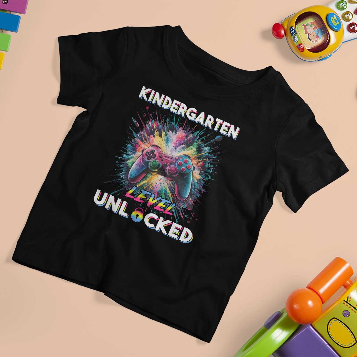 Kindergarten Level Unlocked T Shirt For Kid Back To School Game Console - Wonder Print Shop