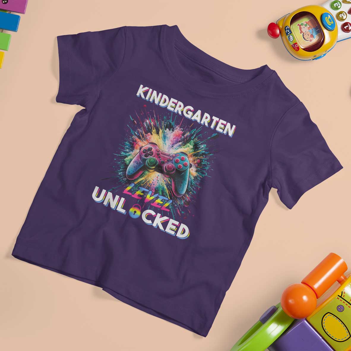 Kindergarten Level Unlocked T Shirt For Kid Back To School Game Console - Wonder Print Shop