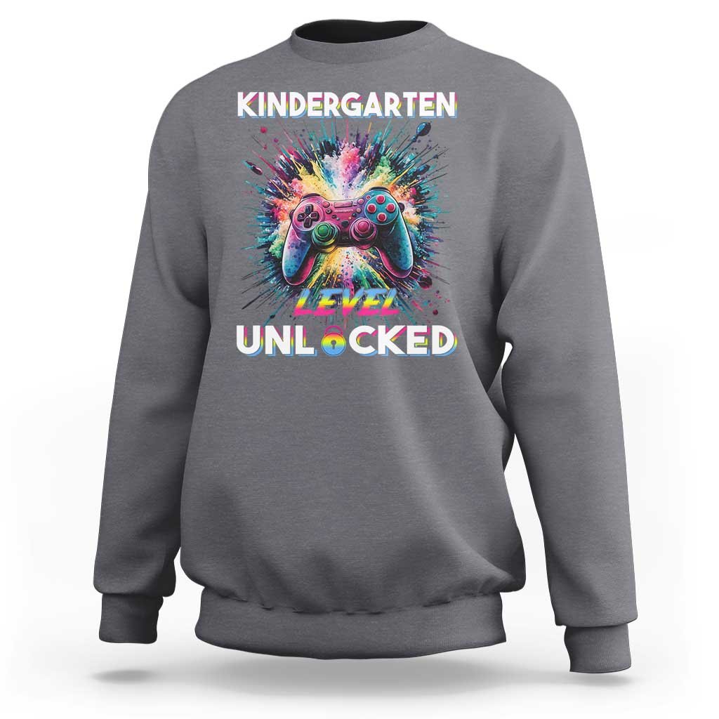 Kindergarten Level Unlocked Sweatshirt Back To School Game Console - Wonder Print Shop