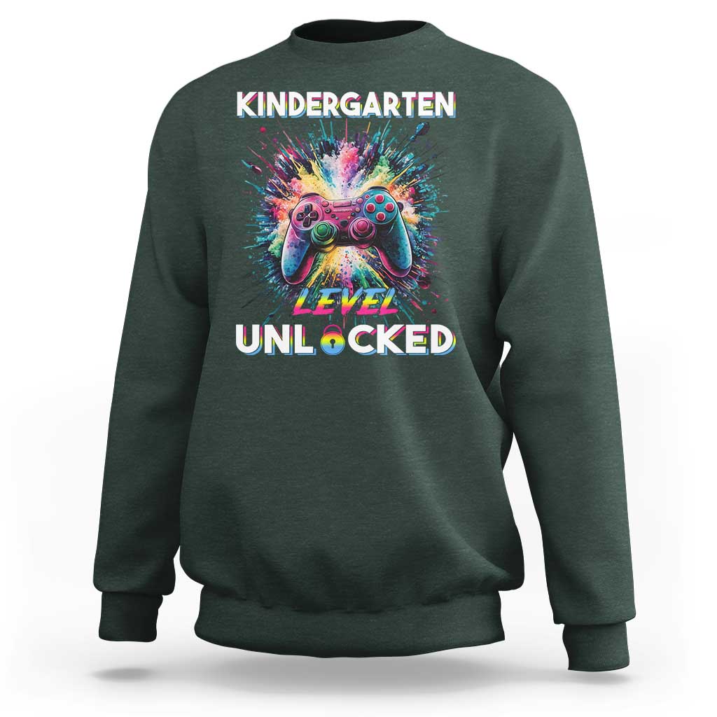 Kindergarten Level Unlocked Sweatshirt Back To School Game Console - Wonder Print Shop