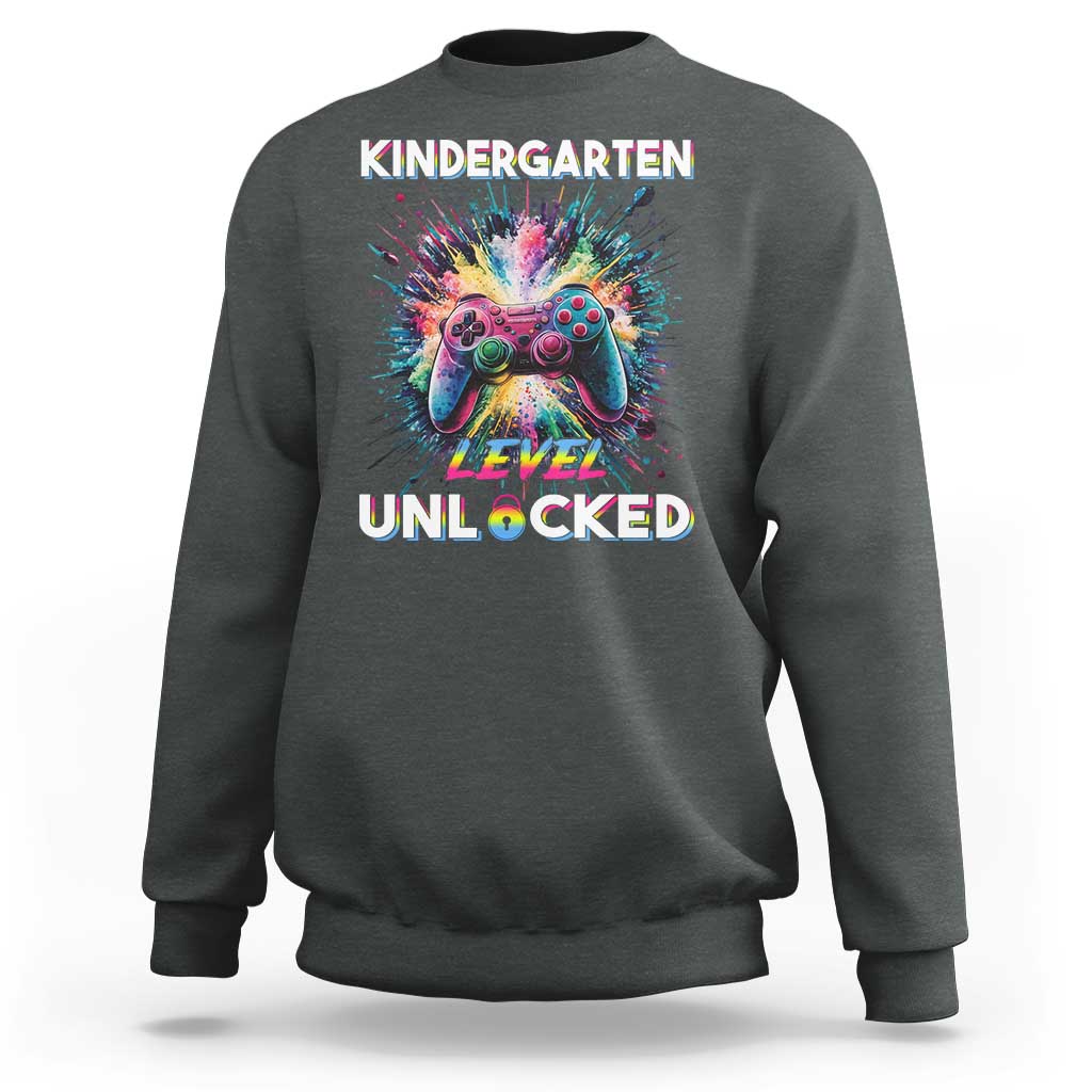 Kindergarten Level Unlocked Sweatshirt Back To School Game Console - Wonder Print Shop
