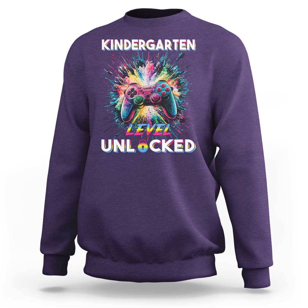 Kindergarten Level Unlocked Sweatshirt Back To School Game Console - Wonder Print Shop