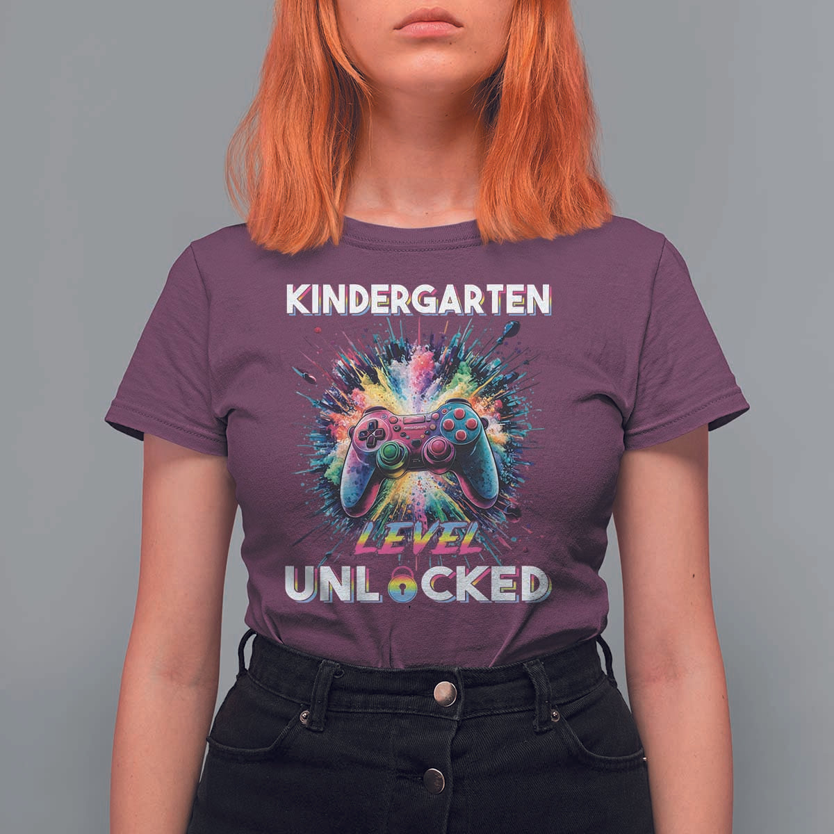 Kindergarten Level Unlocked T Shirt For Women Back To School Game Console - Wonder Print Shop