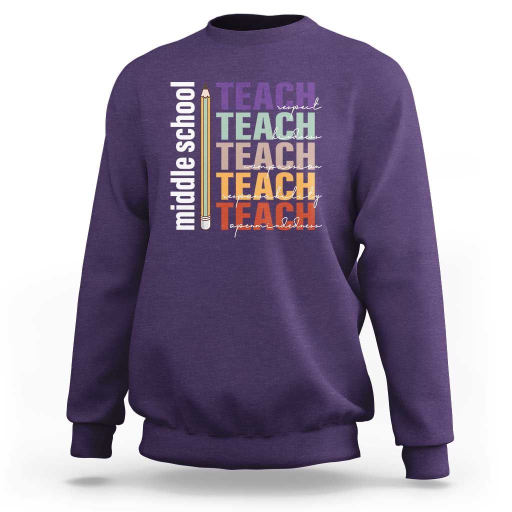 Teacher Sweatshirt Middle School Teach Back To School Pencil - Wonder Print Shop