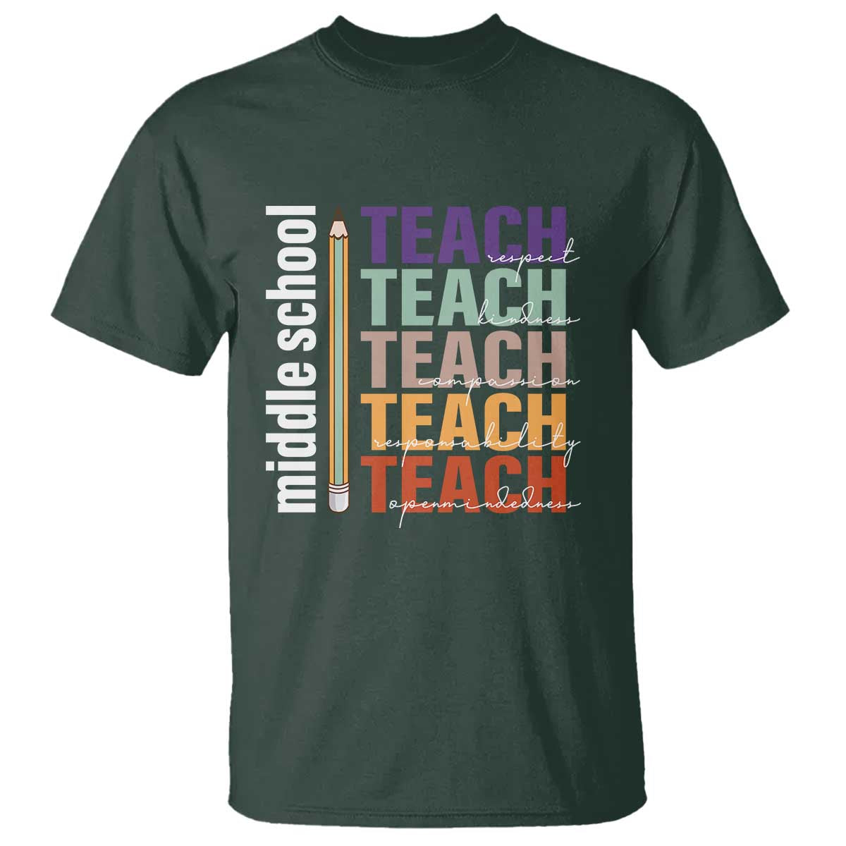 Teacher T Shirt Middle School Teach Back To School Pencil - Wonder Print Shop