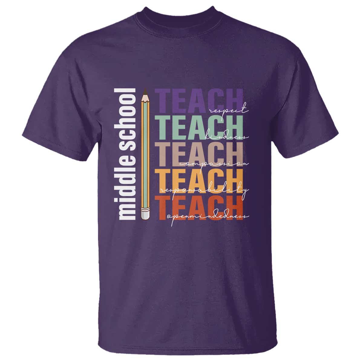 Teacher T Shirt Middle School Teach Back To School Pencil - Wonder Print Shop