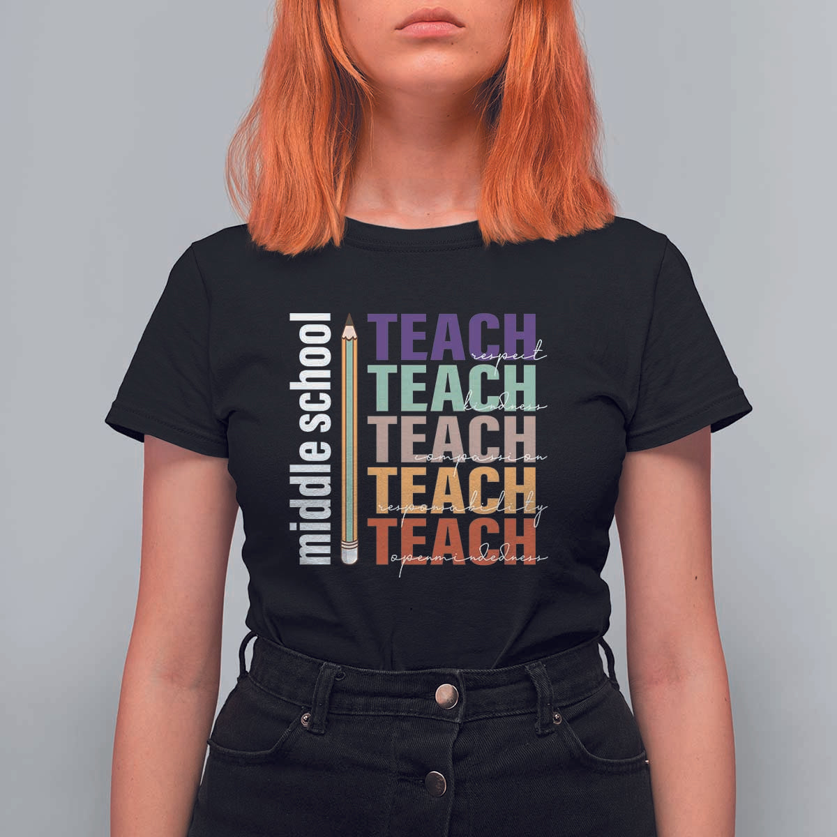 Teacher T Shirt For Women Middle School Teach Back To School Pencil - Wonder Print Shop