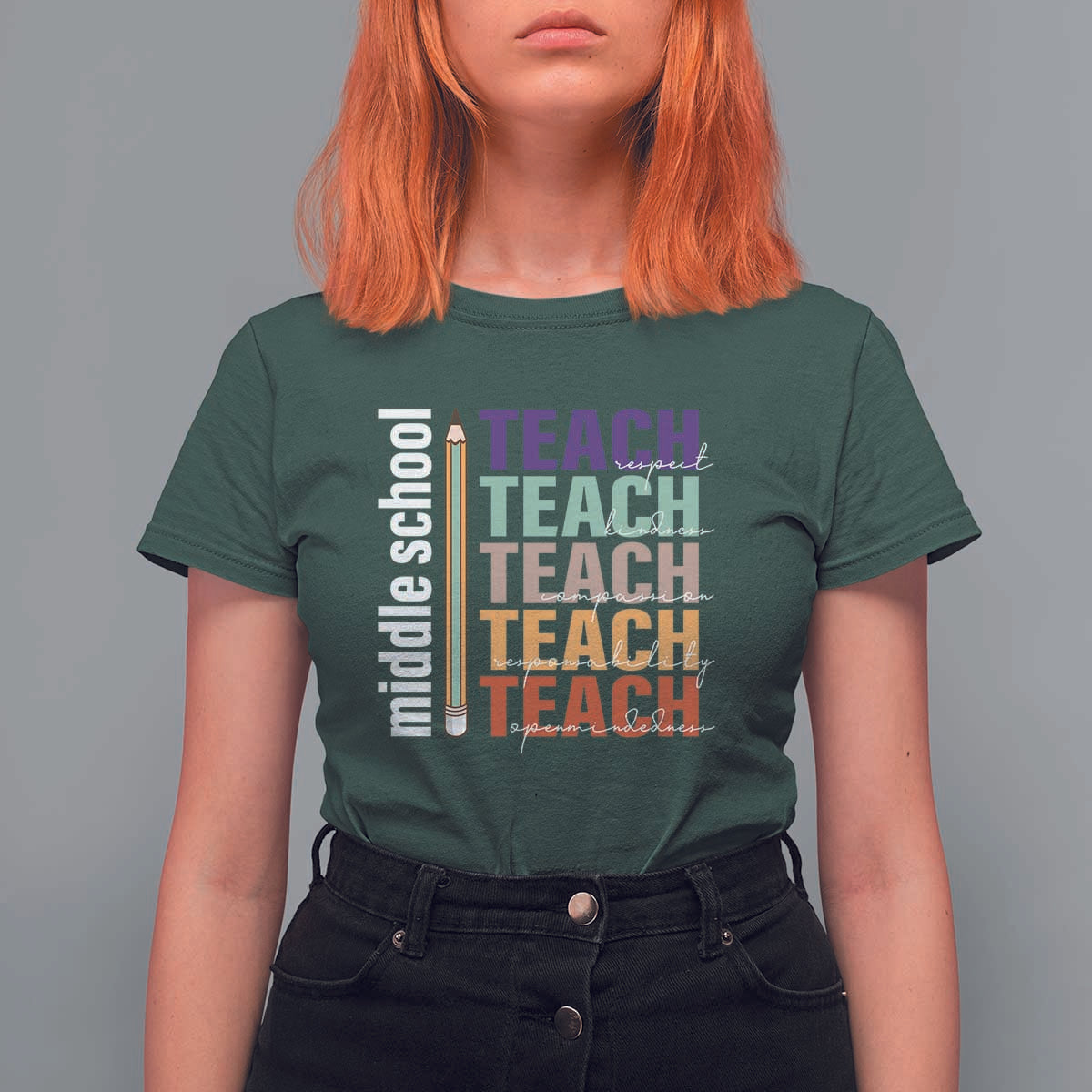 Teacher T Shirt For Women Middle School Teach Back To School Pencil - Wonder Print Shop