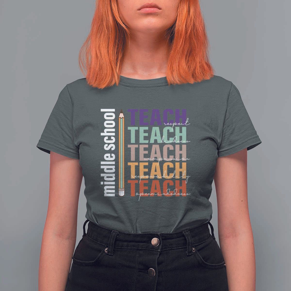 Teacher T Shirt For Women Middle School Teach Back To School Pencil - Wonder Print Shop