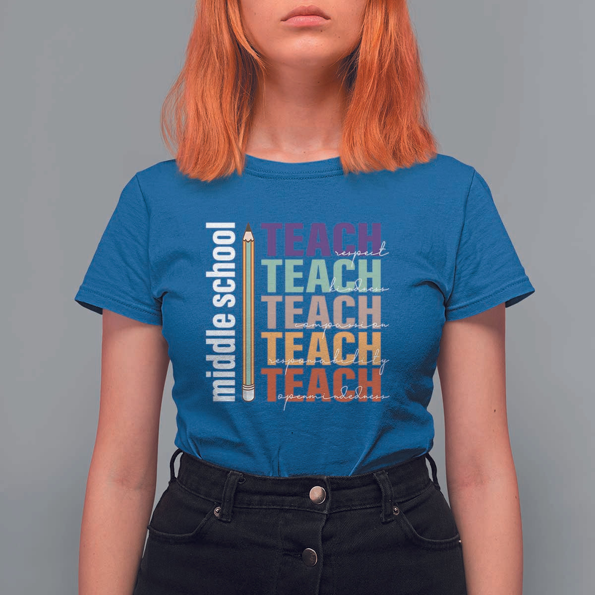 Teacher T Shirt For Women Middle School Teach Back To School Pencil - Wonder Print Shop