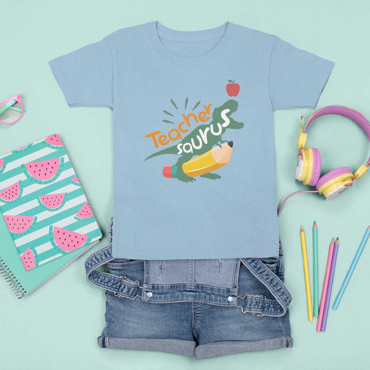 Teacher Saurus T Shirt For Kid Back To School Dinosaur Pencil - Wonder Print Shop