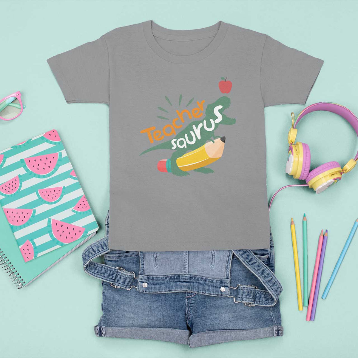 Teacher Saurus T Shirt For Kid Back To School Dinosaur Pencil - Wonder Print Shop