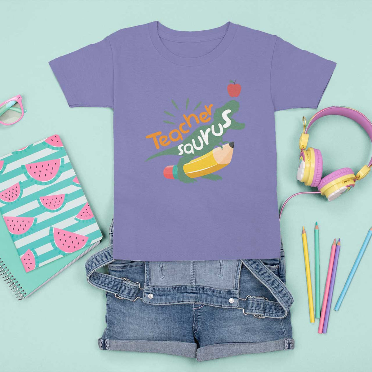 Teacher Saurus T Shirt For Kid Back To School Dinosaur Pencil - Wonder Print Shop