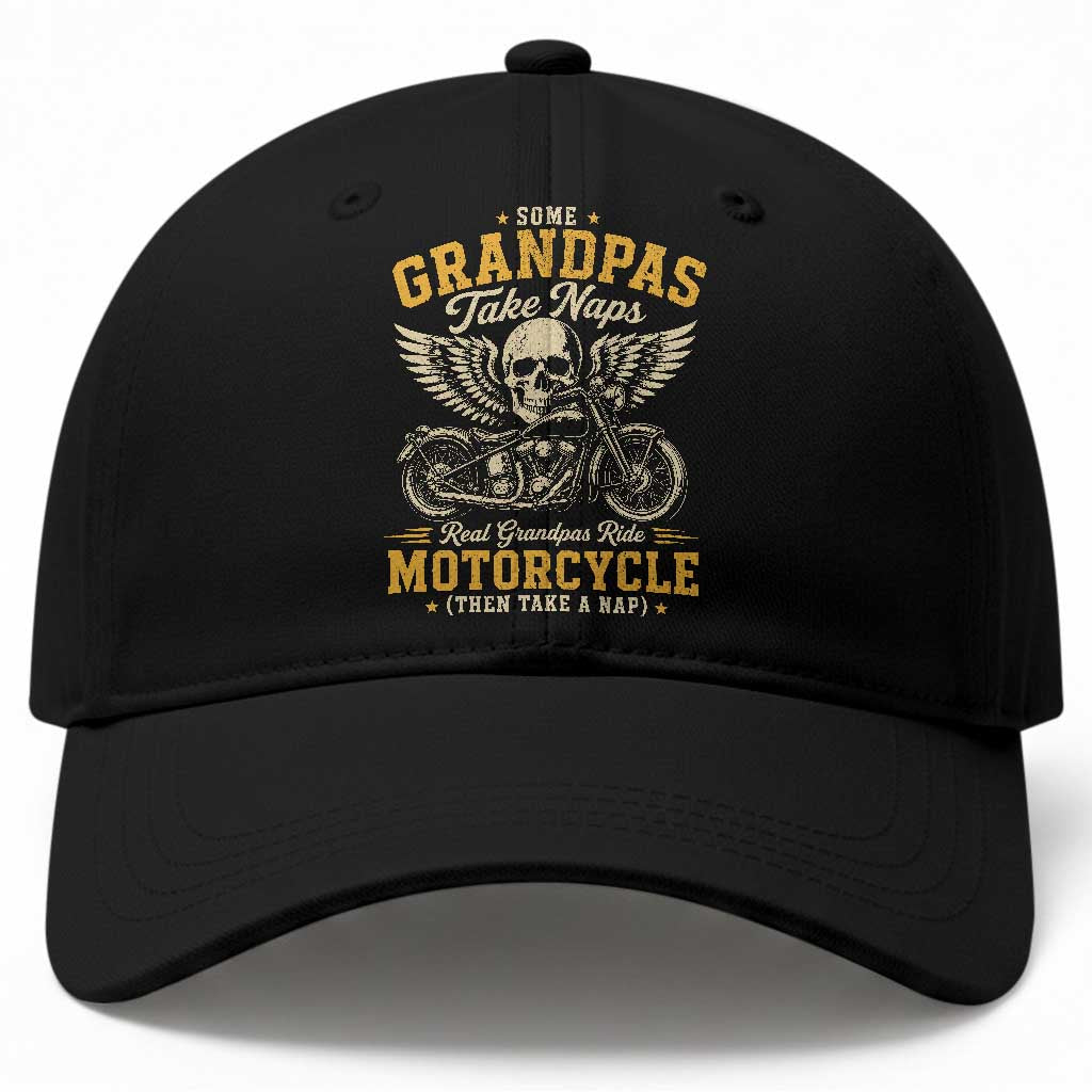 Some Grandpas Take Naps Real Grandpas Ride Motorcycle Then Take Nap Baseball Cap Funny Grandpa Biker