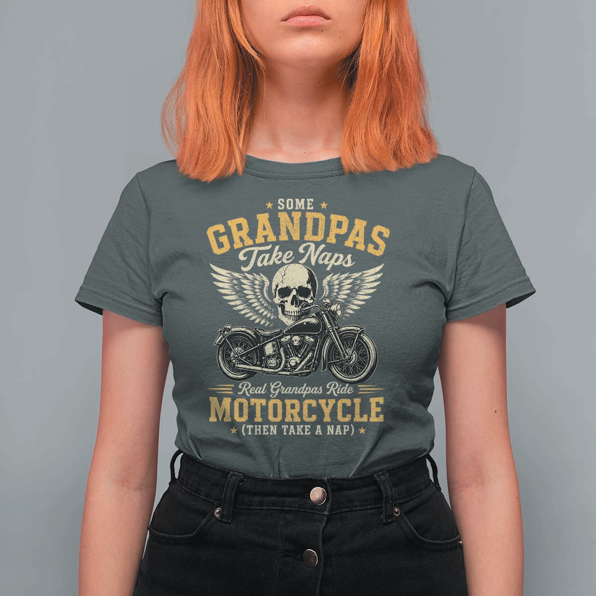Some Grandpas Take Naps Real Grandpas Ride Motorcycle Then Take Nap T Shirt For Women Funny Grandpa Biker